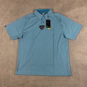 Callaway Men's L Blue Geometric Opti-Dri Swing Tech Short Sleeve Golf Polo Shirt